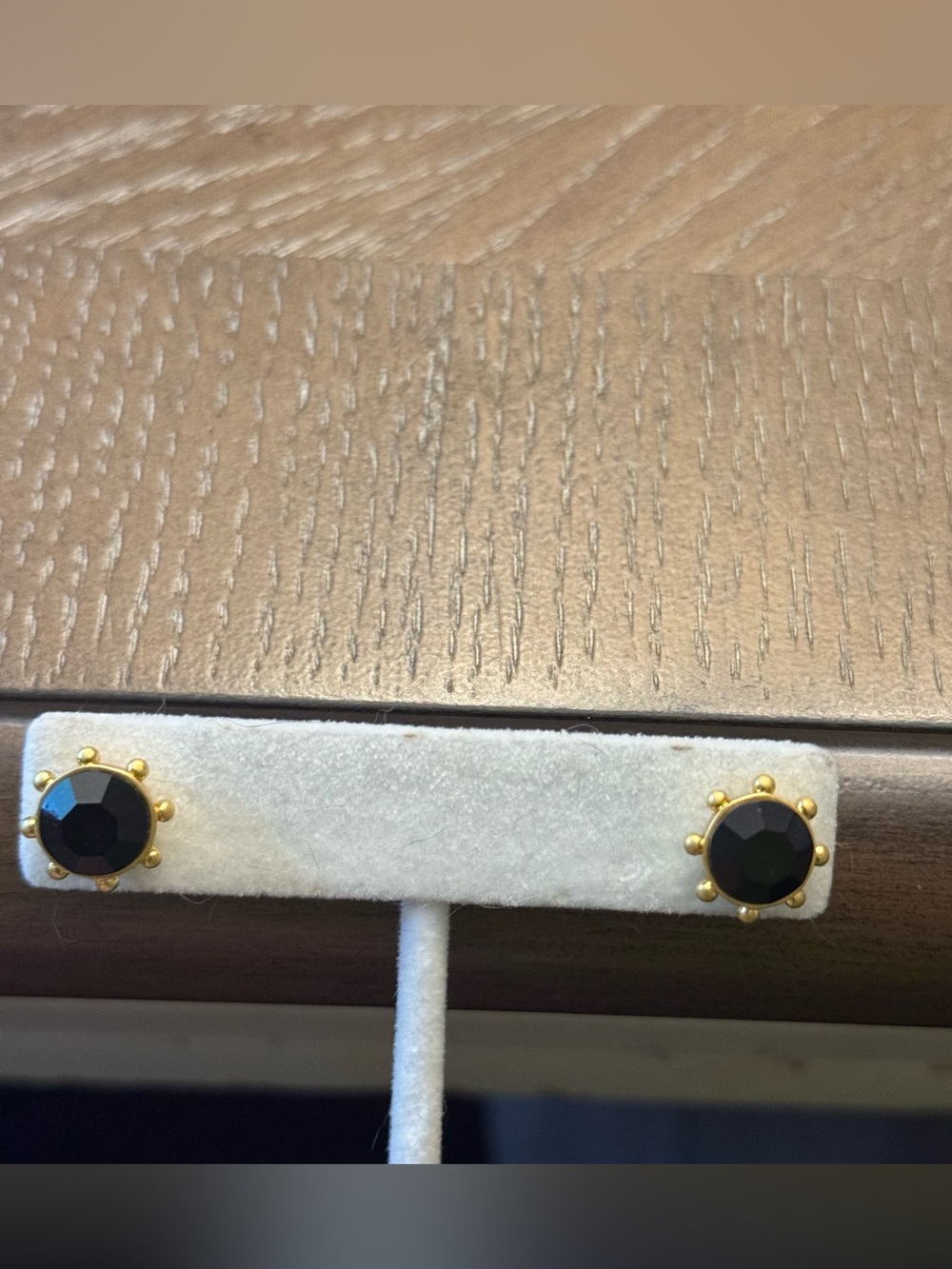 kate spade Black Faceted Stone Stud Earrings with Gold Accents